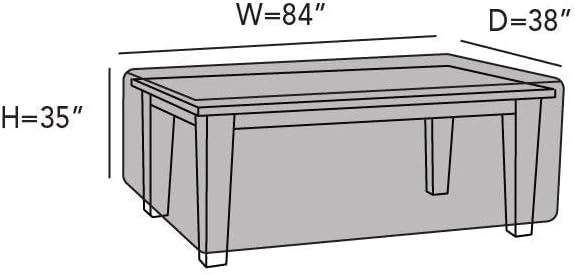 Covermates Elite Outdoor Rectangular Dining Table Cover – All-Weather Water-Resistant Polyester, Mesh Ventilation, Drawcord & Buckle Straps for Patio Furniture, Full Table 84W x 38D x 35H, Khaki