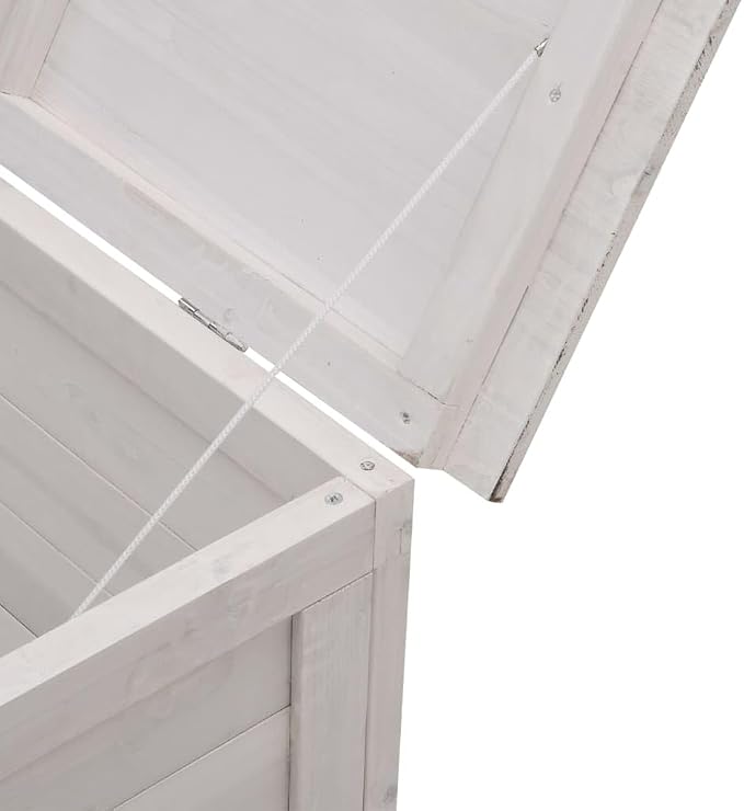 White Outdoor Storage Box 198.5x50x56.5cm Solid Fir Wood Garden Deck Box for Patio Furniture Cushions Pool Toys Backyard Organization