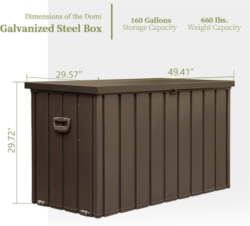 160 Gallon Outdoor Storage Deck Box Waterproof, Large Patio Storage Bin for Outside Cushions, Throw Pillows, Garden Tools, Lockable (Dark Brown)