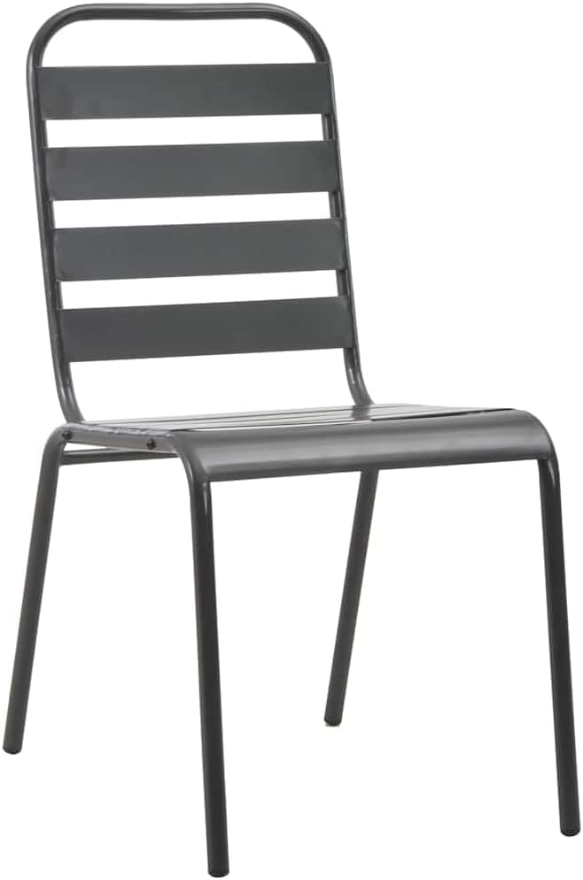 9 Piece Outdoor Garden Dining Set, Anthracite Powder-Coated Steel Patio Table and 8 Chairs, Industrial Metal Furniture for Backyard, Deck, and Lawn