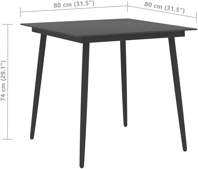 Afuera Living 5-Piece PVC Rattan Patio Dining Set, Powder-Coated Steel Frame, Square Glass Table, Black Finish, Lightweight, Space-Efficient Outdoor Furniture for Garden, Patio, or Terrace Dining