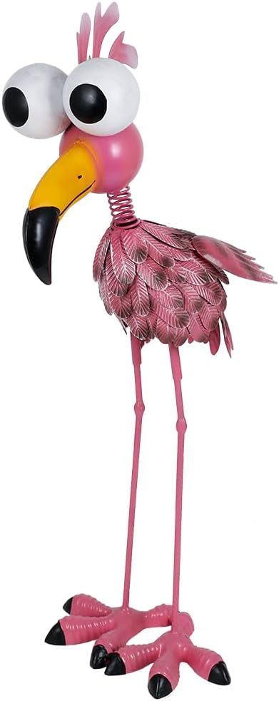 Large Flamingo Garden Statue for Yard, Lawn, Patio, Backyard | Metal Flamingo Outdoor Staute Waterproof, Pink Flamingo Yard Art Sculptures Decor