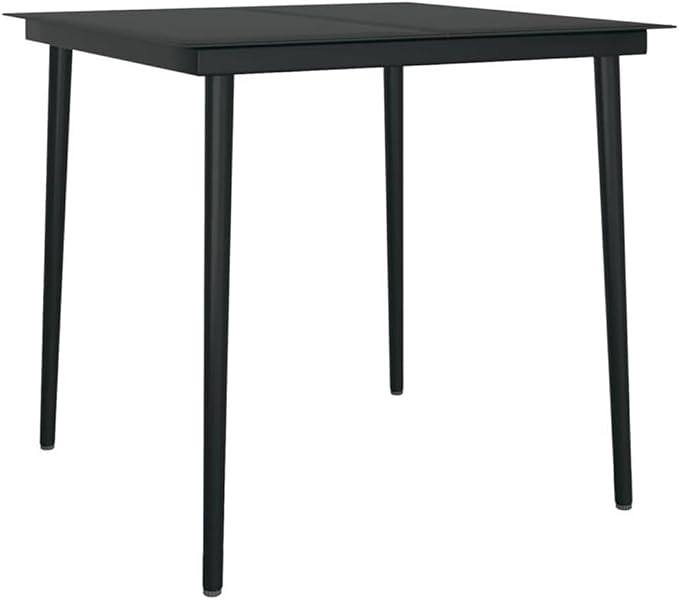 Afuera Living 3-Piece Steel Garden Dining Set, Black Powder-Coated Finish, Includes Square Table and 2 Chairs, Durable Outdoor Patio Furniture for Balcony, Backyard, or Dining Room Use