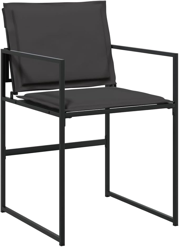 11 Piece Patio Dining Set with Cushions Black Outdoor Furniture for Garden Backyard Tempered Glass Table Textilene Chairs Folding Storage UV Resistant