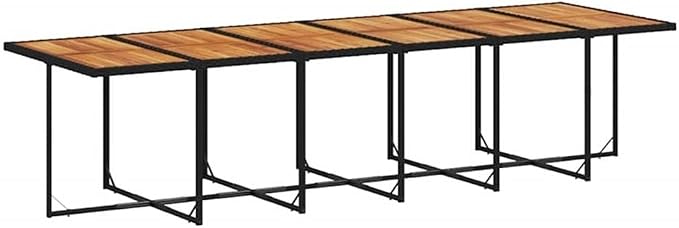 Afuera Living 13 Piece Steel Garden Dining Set, Black Powder-Coated Finish, Rectangular Table with 12 Chairs and Cushions, UV-Resistant, Outdoor Patio or Balcony Use, 129.9 x 41.7 x 28.7 Inches