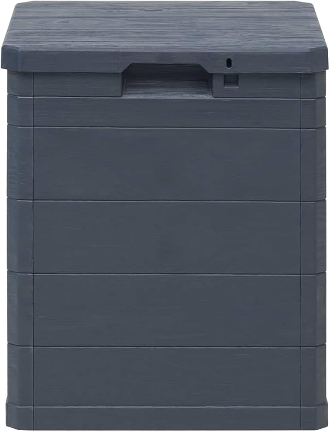 Patio Storage Box 23.8 Gal Anthracite Plastic Deck Box with Wood Texture for Outdoor Furniture, Garden Storage, Pool Toys, and Patio Decor