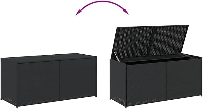 Garden Storage Box 75 Gallon Large Outdoor Deck Box Black PE Rattan Container with Gas Spring Lid and Inner Bag for Patio Cushions Garden Tools Pool Supplies 47.2 Inch