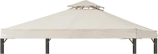 Gazebo Replacement Top 10x12 FT, Gazebo Canopy Replacement Cover for 2 Tier Outdoor Patio Garden Tent Frames,Canopy Cover with Air Vent, Beige