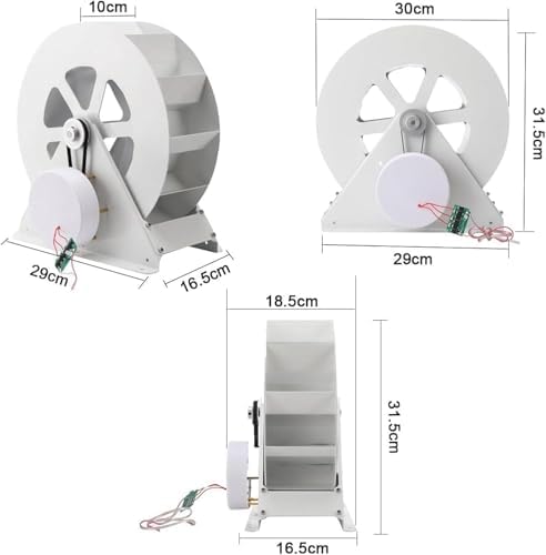 100W Micro Hydro Generator Low Speed Water Wheel Turbine for Outdoor Ditch Stream Power Supply Silent Belt Drive 5-24V Battery Charging Compact Steel Design for Camping Emergency Lighting Portable