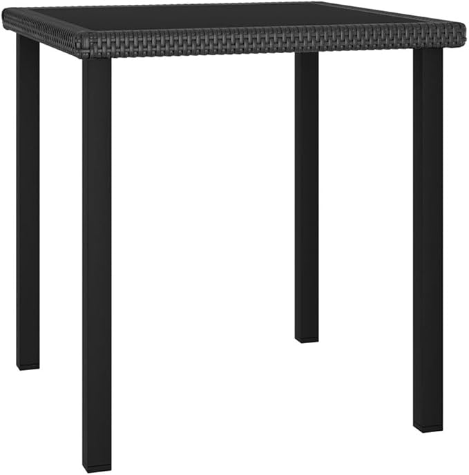 Afuera Living 5-Piece Outdoor Patio Dining Set, Black/Cream Poly Rattan, Powder-Coated Steel Frame, Glass Tabletop, Cushioned Chairs, Weather-Resistant, Modern Garden Furniture for Terrace or Balcony