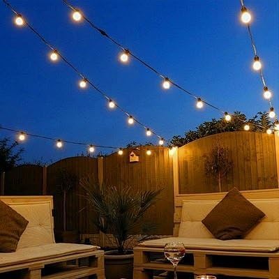 50FT LED Outdoor String Lights with 27 G40 Bulbs (2 Spare) Connectable Yard Hanging Lights for Party Tents Patio Gazebo Porch Deck Bistro Backyard Balcony Pergola Outside Decor