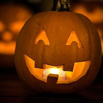 QIDEA LED Pumpkin Lights with Remote and Timer, Battery Operated Bright Flickering Flameless Candles for Pumpkin Decor, Jack-O-Lantern Halloween Party Decorations,Orange Color, 6 Pack