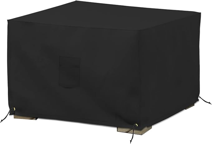 Covers & All Square Ottoman Cover 34x34x18 inch Folding Storage Stool Furniture Protector12 Oz PVC Polyester,Waterproof Ottoman Cover Black with Drawstrings, Indoor/Outdoor Use (34"Lx34"Wx18"H,Black )
