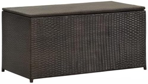 Patio Storage Box Poly Rattan 39.3"x19.6"x19.6" Brown Patio Garden Outdoor Storage Container, Furniture Deck box (Weight:22.05 lbs)