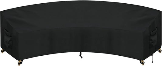 PureFit Outdoor Sectional Sofa Cover Waterproof Curved Patio Furniture Covers for Deck, Lawn and Backyard, 120Lx36Dx38Hx82FL, Black