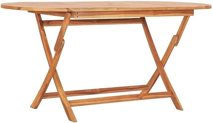 Afuera Living 7-Piece Outdoor Patio Dining Set, Solid Teak Wood, Natural Finish, Foldable Design, Includes Large Table and 6 Chairs with Armrests, Traditional Style Garden or Terrace Furniture, Seats