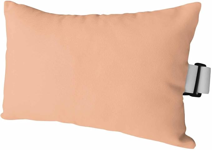 Outdoor Waterproof Lumbar Pillow Peach Fuzz Pink Waterproof Headrest Pillow Lumbar Pillows with Insert & Adjustable Elastic Strap Simple Style Pillows for Patio Beach Pool Chaise Chair 1 Pack 11x16