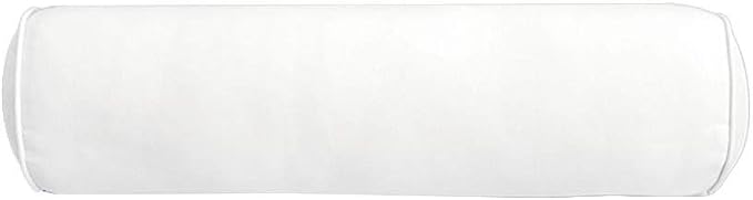 Prolinemax |Cover ONLY| Piped Trim Small Size 23x6 Outdoor Bolster Pillow Water Repellent Decorative Bolster Pillow for Porch Swing Couch Sofa Cushion Patio Furniture AD106