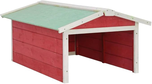 vidaXL Lawn Mower Garage House - Red/White Firwood - Outdoor - from Rain and UV