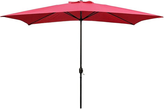 ABBLE Outdoor Patio Umbrella 10 Ft x 6.5 Ft Rectangular with Crank Weather Resistant UV Protection Water Repellent Durable 6 Sturdy Steel Ribs with Easy Handle Crank, Market Outdoor Table Umbrella Red