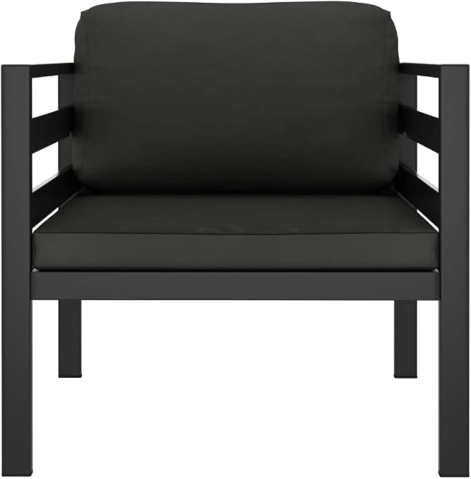 3 Piece Garden Lounge Set, Anthracite Aluminum Outdoor Patio Furniture Set, Modular Conversation Set with 2 Armchairs and 1 Table for Balcony, Terrace and Yard