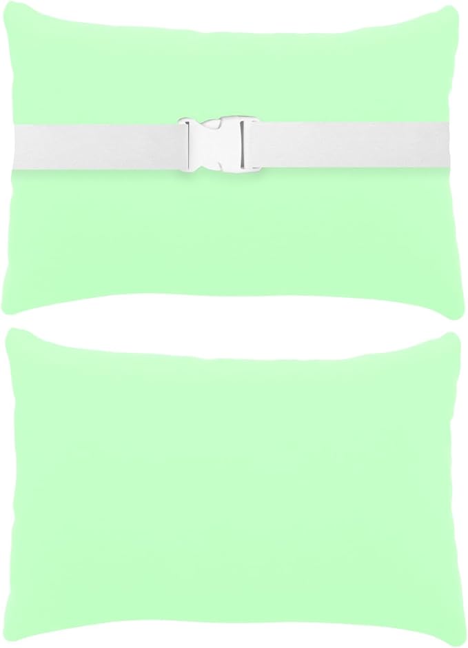 Chaise Lounge Head Resting Pillows, Waterproof Outdoor Pillows | 2 Pack Head Support Pillow with Adjustable Elastic Stripe for Garden Furniture Decorative, Green