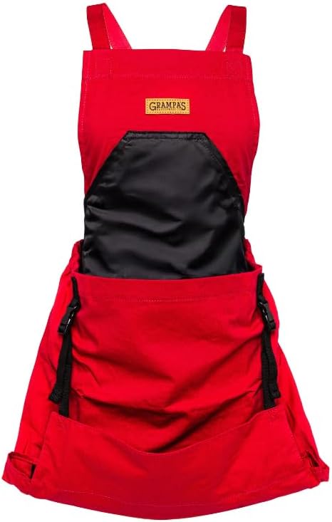 Grampa's Gardening Apron Cross Back Garden Apron with Large Pockets | Adjustable Straps • Harvest Apron • Hands-Free Gardening • Carries Vegetables, Flowers & Yard Debris • Heavy-Duty Canvas
