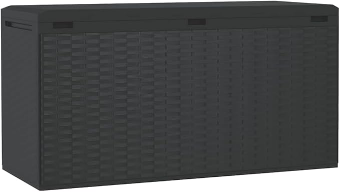 Deck Box 44.9"x18.5"x23.6" Anthracite Outdoor Storage Box Weatherproof Polypropylene Patio Storage Chest with Lockable Lid, 290 L Capacity for Garden, Balcony, Garage