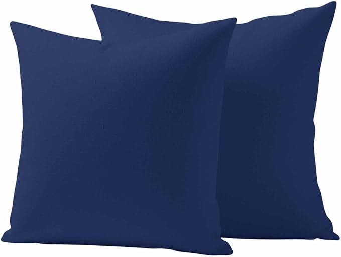 Outdoor Pillow Covers 16 x 16 Inches, Navy Blue Pure Color Waterproof Throw Pillow Cover Set of 2, Aesthetics Contemporary Luxury Decorative Square Cushion Covers for Patio/Couch/Garden