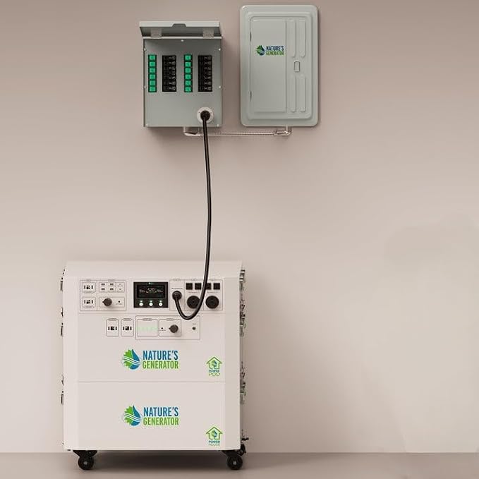 Nature’s Generator Powerhouse Power Addition:4800Wh Power Pod and Two 410W Power Panels,2000W Solar Charging Input, and 1000W Wind Charging Input