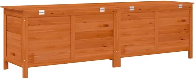 Outdoor Garden Storage Box, Solid Fir Wood Deck Box for Patio, Backyard Organization Chest with Slatted Base for Cushions, Toys, Brown, 78.1 x 19.7 x 22.2 Inches