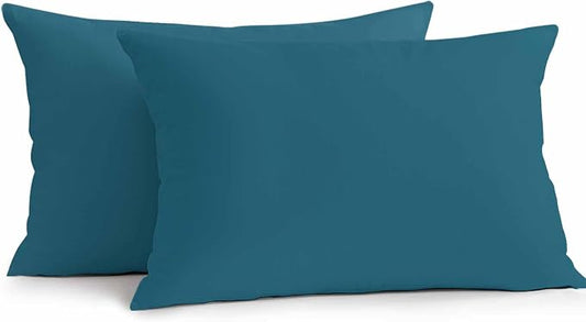 Vandarllin Outdoor Throw Pillows Covers 20x12 inch Set of 2 Waterproof Dark Teal Decorative Zippered Cushion Covers for Patio Furniture, Solid Green Color Lumbar Pillowcases