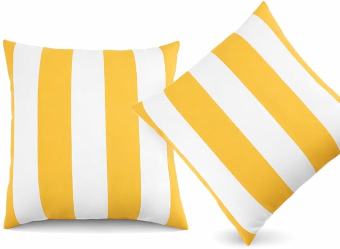2 Pack Outdoor Throw Pillows, 18x18 Decorative Pillows with Insert, Waterproof Patio Cushions for Garden, Porch, Poolside, Soft Outdoor Pillows Decorative Pillow Covers for Indoor Outdoor