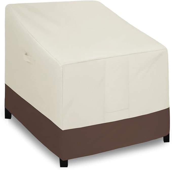Easy-Going Outdoor Chair Cover Waterproof, Heavy Duty Patio Chair Cover, Windproof Outdoor Furniture Cover with Air Vent (1 Pack-33.5Wx40Dx36H inch, Beige/Brown)