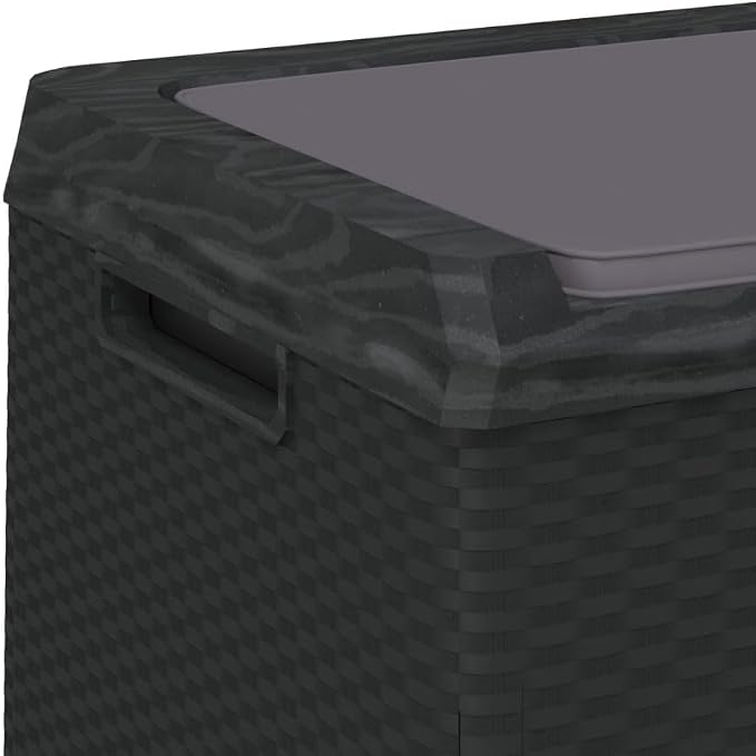 Patio Storage Box with Seat Cushion, 92.5 Gallon Outdoor Deck Box for Garden Tools and Patio Furniture Cushions, Large Anthracite Rectangular Storage Bin with Gas Lift, Polypropylene