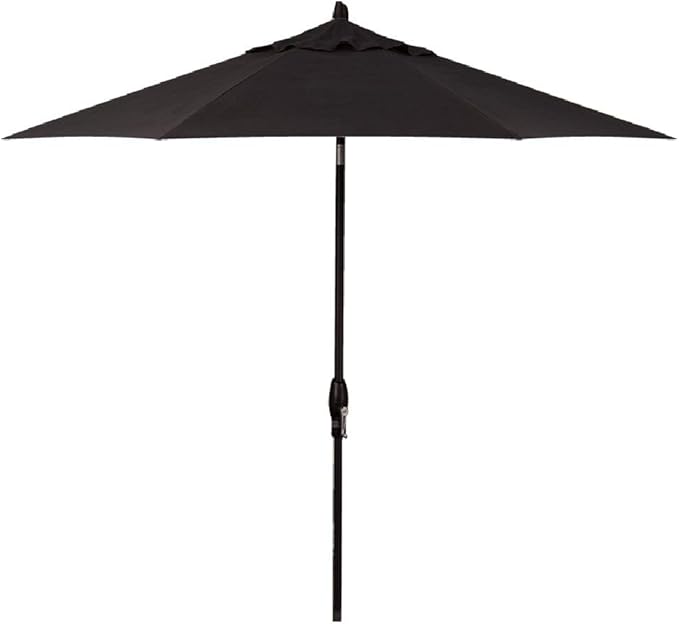 Treasure Garden Octagonal 9 ft Patio Umbrella - Outdoor Furniture Table Umbrella – Push-Button Tilt – Black Aluminum Frame (Obravia, Black)
