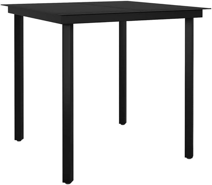 BOWERY HILL 3-Piece Powder-Coated Steel Patio Dining Set, Black Finish, Includes Table and 2 Chairs, Weather-Resistant Outdoor Furniture for Garden, Balcony, or Terrace Use