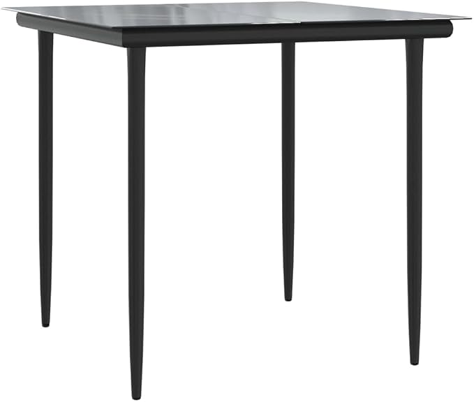 5 Piece Patio Dining Set Poly Rattan Outdoor Furniture Table and 4 Chairs with Tempered Glass Top and Steel Frame Weather Resistant for Backyard Poolside Garden Deck Balcony
