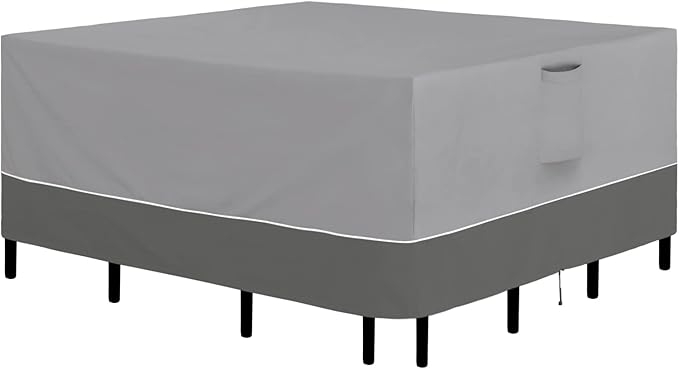 Easy-Going Patio Furniture Cover 64"x64" Square Outdoor Table and Chair Set Covers Waterproof UV Resistant Outdoor Sectional Sofa Set Covers, Gray/Dark Gray