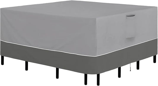 Easy-Going Patio Furniture Cover 96"x96" Square Outdoor Table and Chair Set Covers Waterproof UV Resistant Outdoor Sectional Sofa Set Covers, Gray/Dark Gray
