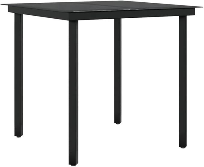 BOWERY HILL 3-Piece Garden Patio Dining Set, Black/Dark Gray Finish, Weather-Resistant Materials with Cushioned Seats, Contemporary Style Outdoor Furniture for Balcony, Terrace, or Garden Use
