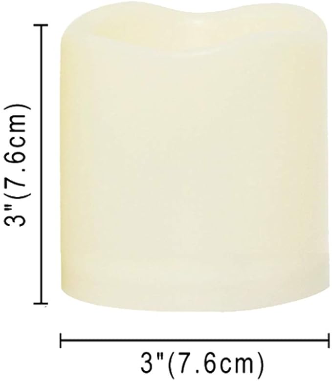 4 Waterproof Outdoor Battery Operated Flameless LED Pillar Candles with Remote Flickering Plastic Electric Decorative Light Set for Home Décor Garden Patio Decoration Party Wedding Supplies 3x3 Inches