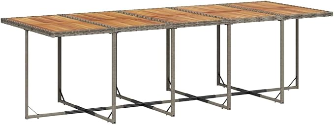 15 Piece Outdoor Patio Dining Set, Foldable PE Rattan Chairs and Acacia Wood Table for Garden Backyard Deck Dining
