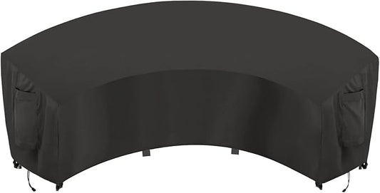 OutdoorLines Waterproof Curved Outdoor Sectional Cover - UV Resistant Windproof Patio Sectional Sofa Covers for Deck, Lawn and Backyard, Heavy Duty Furniture Covers (190Lx36Dx39Hx128FL, Black)