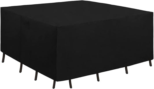 Easy-Going 600D Heavy Duty Patio Furniture Cover, Outdoor Square Table and Chair Set Cover, Waterproof Outdoor Sectional Set Cover (76"L x 76"W x 28"H, Black)