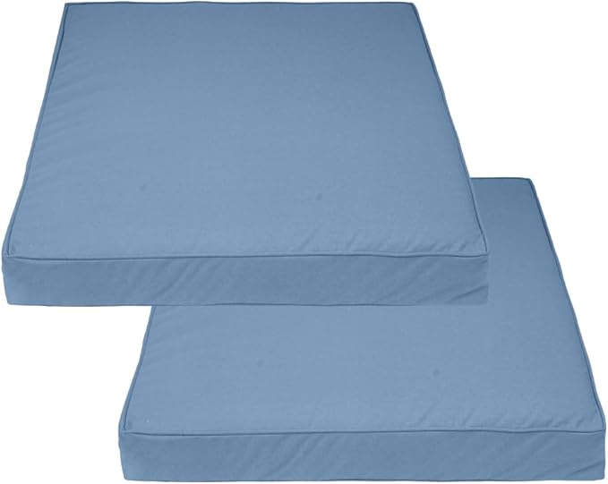 Covers & All Square Outdoor Cushion Covers for Patio Furniture Sets, Water, Tear & UV Resistant Polyester Cushion Slipcover with Zippers (Pack of 2) (20" L x 20" W x 4" Thick, Sky Blue)