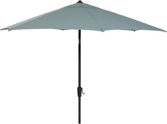 Hanover Montclair 9' Market Outdoor Umbrella in Ocean Blue, All-Weather UV and Rust Resistant Patio Table Umbrella for Small to Medium Outdoor Dining Sets with Crank Lever and Tilting Pivot