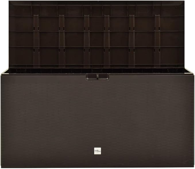 Patio Storage Box Outdoor 44.9x18.5x23.6 Inch Brown Weatherproof Garden Furniture Organizer for Cushions Pillows Blankets Tools Lockable Durable Polypropylene