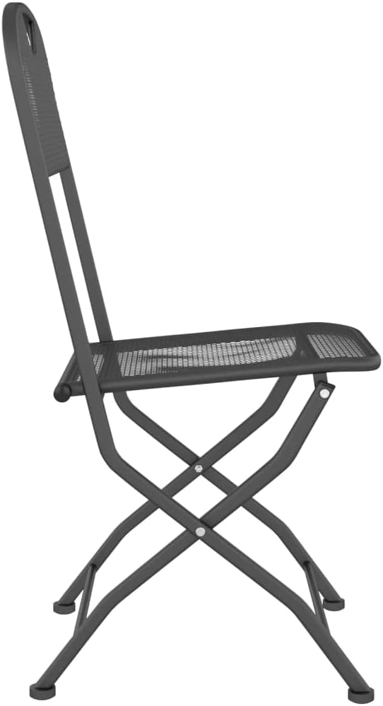 5 Piece Patio Dining Set Expanded Metal Mesh Anthracite | Folding Chairs, E-Coating Finish, Weather-Proof, Space Saving, Outdoor Use