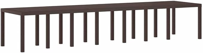 Afuera Living 15 Piece Poly Rattan Garden Dining Set, Brown Finish, Weather-Resistant Outdoor Patio Seating with Cushions, Flat Armrest Design, Spacious 157.5 x 39.4 in Setup for BBQs or Gatherings